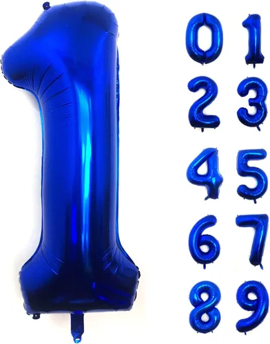 Miniatura 17 de Lovoir Globo azul marino de 40 pulgadas con el número 0 de gran tamaño de papel de aluminio de Mylar para helio azul oscuro para fiesta de Azul