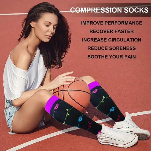 Miniatura 63 de SunFeeling - Calcetines de compresión para mujeres y hombres, 6 pares, brinda soporte a enfermeras, al correr, practicar atletismo y deportes