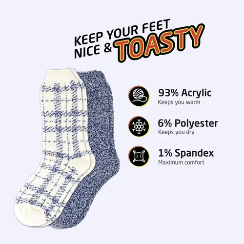 Miniatura 2 de HOT FEET Calcetines térmicos para mujer Calcetines cálidos y gruesos aislados para el clima frío de invierno, lindos calcetines cálidos coloridos