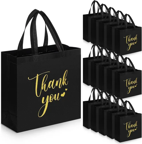Miniatura 8 de Sweetude 30 Bolsas de Regalo de Agradecimiento con Asas a Granel Bolsa de Dulces Reutilizable No Tejida Plegable Bolso de Mano para Regalos
