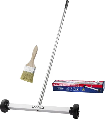 Toolwiz Barredora magnética de 17 pulgadas, herramientas de techo para barredora de césped, herramientas de 8.8 libras con ruedas lisas para limpiar
