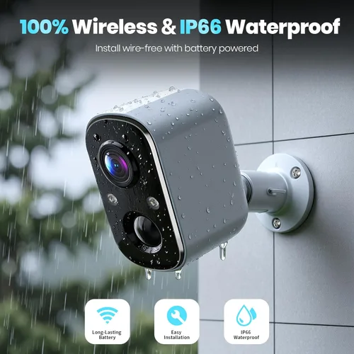 Miniatura 4 de Techage Cámaras de seguridad inalámbricas para exteriores, cámaras WiFi alimentadas por batería 2K para seguridad en el hogar con detección