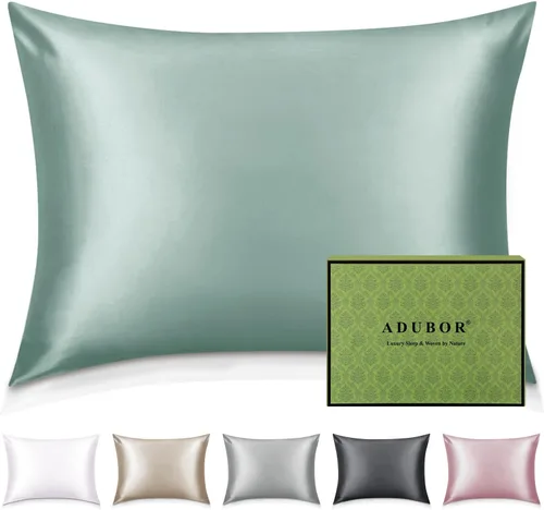 Miniatura 52 de Adubor Funda de almohada 100% de seda, fundas de almohada de seda de morera, 22 fibras de grado Momme 6A, funda de almohada de seda para la salud