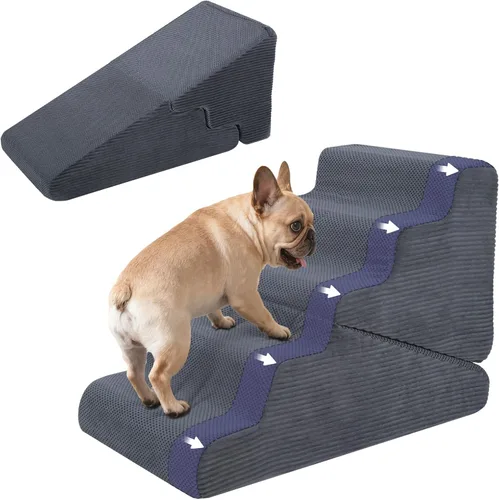 Miniatura 11 de Rampa para perros para cama, escaleras para perros de 16.5 pulgadas de alto para cama alta, escalones para mascotas 2 en 1 para perros pequeños