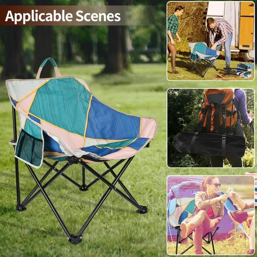 Miniatura 4 de Paquete de 2 sillas de camping para adultos, sofá plegable portátil, fácil de instalar, silla de patio, asiento acolchado para césped, silla