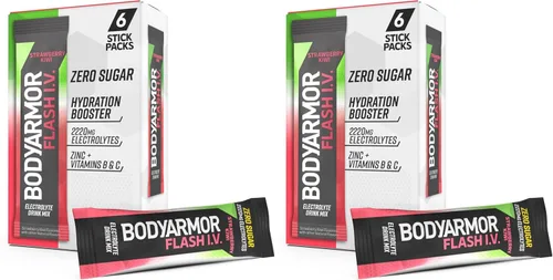 Miniatura 20 de BODYARMOR Flash IV - Paquetes de electrolitos, fresa y kiwi, mezcla de bebida sin azúcar, paquetes de una sola porción, agua de coco en polvo