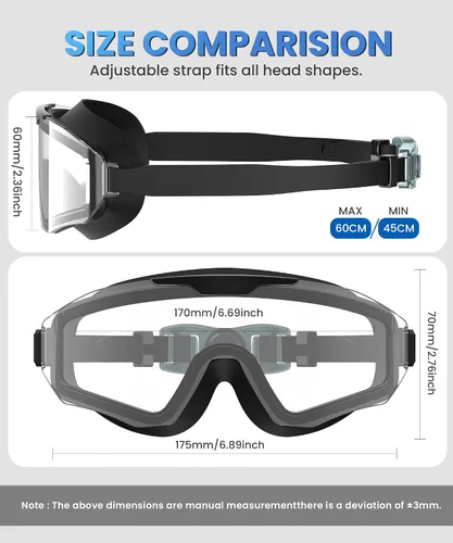Miniatura 6 de Paquete de 3 gafas de natación de visión amplia, sin fugas, antiniebla, UV, gafas de natación para adultos, hombres, mujeres y jóvenes