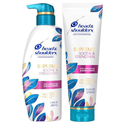Miniatura 9 de Head & Shoulders Supreme, Champú y acondicionador para el cuidado del cuero cabelludo seco y la caspa, con aceite de argán y esencia de rosa, calma