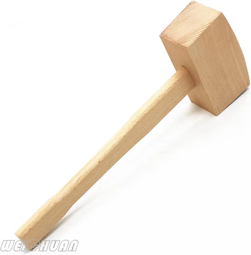 Miniatura 2 de WEICHUAN Mazo de martillo de hielo de madera de haya sin terminar - Mazo de martillo de madera de haya maciza sin daños, llamativa para tallar