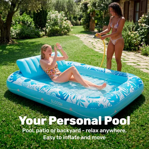 Miniatura 3 de Flotador inflable para piscina de bronceado Sloosh, 85" x 57" Flotadores de piscina extra grandes para adultos con almohada, 4 en 1 balsa de baño