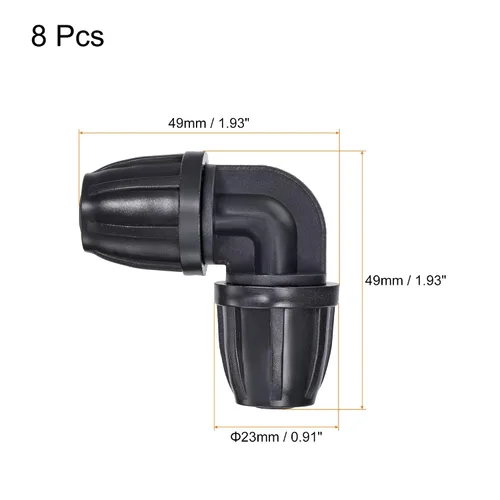 Miniatura 2 de MECCANIXITY Codo de riego por goteo, accesorio de púas de 0.315 in/0.433 in para jardín, cinta de goteo, sistema de rociadores, color negro, paquete