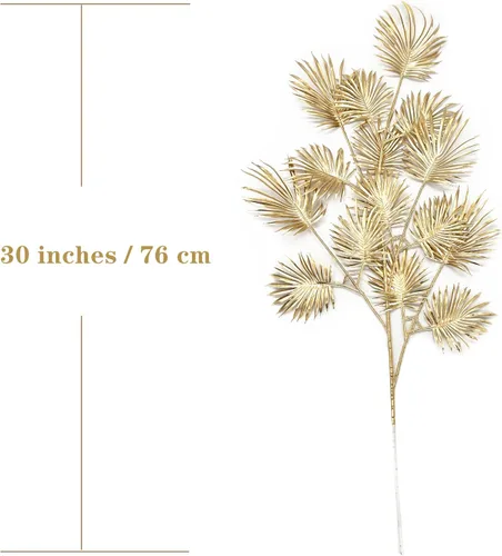 Miniatura 4 de Plantas artificiales doradas, palmera tropical falsa, imitación de hojas de tortuga, abanico de hojas de Monstera doradas, planta para el hogar