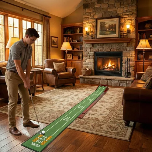 Miniatura 6 de Golf Putting Green Indoor - Practice Uphill Putts, 3-Level Adjustable Incline, Auto Ball Return and Foldable Solid Wood Base, Golf Training Aid for