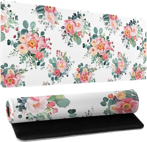 Miniatura 26 de Alfombrilla de mouse XXL para juegos grande, color rosa Sakura Death Life, alfombrilla de escritorio extendida, base de goma antideslizante de 35.4