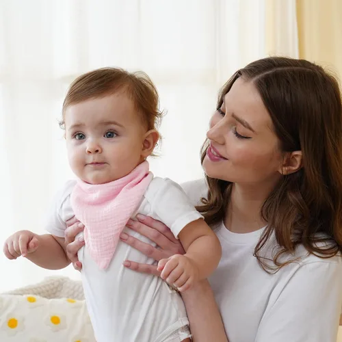 Miniatura 2 de Baberos de muselina para bebé, baberos de bandana para babeo para bebés niñas y niños, recién nacidos, niños pequeños, babeo y dentición rosado