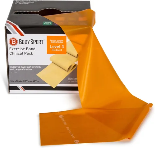 Miniatura 8 de Body Sport Bandas de ejercicio: bandas de resistencia en rollos de 50 yardas para fitness, estiramiento o terapia física