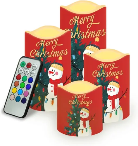 Miniatura 20 de Jeiento American Flag Flameless Candles 4 Pack 4th of July Home Decoration Flower American Flag LED Candles Battery Operated with Timer Remote