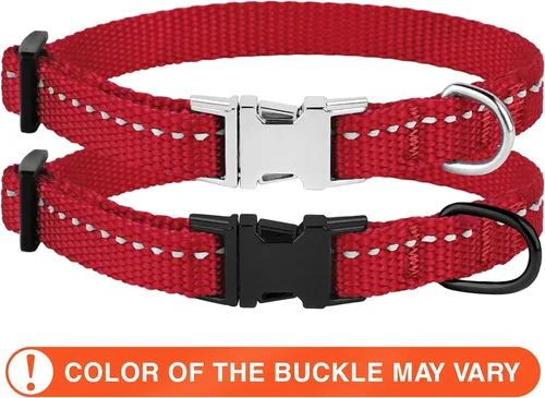 Miniatura 2 de CollarDirect Collar reflectante para perro o cachorro pequeño, mediano y grande con hebilla de liberación rápida, para machos y hembras, nailon Rojo