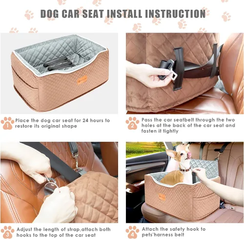 Miniatura 7 de AlfaTok Asiento de automóvil para perro, refuerzo de espuma viscoelástica para perros medianos de hasta 45 libras, cama de viaje elevada desmontable