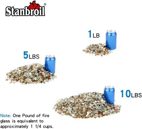 Miniatura 3 de Stanbroil Vidrio de Fuego Mezclado de 10 Libras - Vidrio de Fuego Templado Reflectante de 1/4 de Pulgada Mezclado Dorado, Verde Claro, Cobre