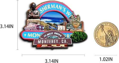 Miniatura 3 de Monterey California USA imán de madera para nevera, monumentos 3D, recuerdos coleccionables, decoración hecha a mano