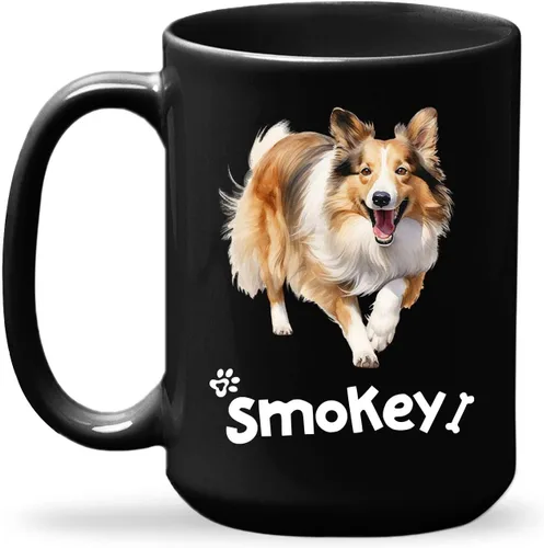 Miniatura 13 de Taza de viaje negra personalizada con nombre a elegir de 11 onzas, 15 onzas, taza de cerámica personalizada para perros Chihuahua, regalo