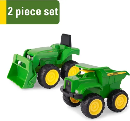 Miniatura 8 de TOMY - Juego de vehículos John Deere – Incluye camión volquete y tractor de juguete con cargador para caja de arena, juguetes para exteriores