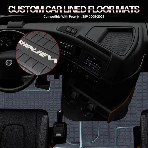 Miniatura 6 de Alfombrillas de suelo compatibles con Kenworth T680 T880 W900S / Peterbilt 579 567, alfombrillas de goma para piso de camión, forros de carga