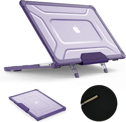 SEYMAC stock Funda para MacBook Air de 13.6 pulgadas, protección contra golpes con soporte plegable y alfombrilla para mouse para MacBook Air de