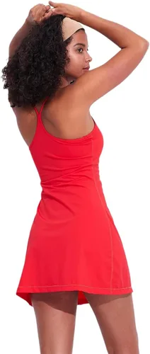 Miniatura 2 de Vestido de entrenamiento para mujer con brasier y pantalones cortos integrados, sin mangas, vestido atlético de tenis y golf con bolsillos