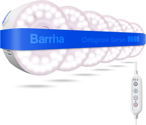 Miniatura 25 de Barrina Orbgrow OG09 Puck - Luz LED de crecimiento, 5000K 9W (equivalente a 135 vatios), luces de plantas para plantas de interior de espectro