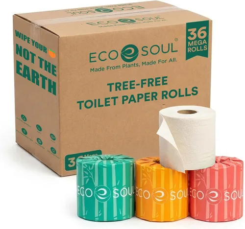 Miniatura 10 de Eco Soul Papel higiénico de bambú de alta calidad de 3 capas, 12 megarrollos, 300 hojas cada uno, certificado FSC, hipoalergénico, texturizado