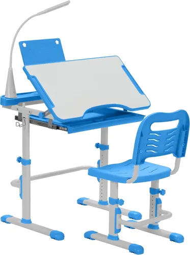 SMAGREHO Juego de escritorio y silla para niños, mesas de escritura de estudio escolar para niños con altura ajustable con escritorio inclinable,