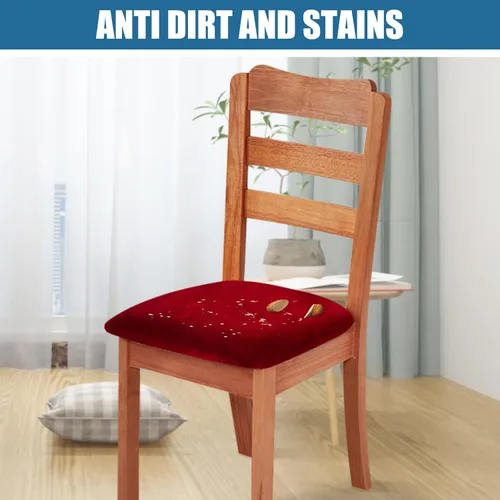 Miniatura 3 de Smiry - Fundas de asiento de terciopelo para sillas de comedor, juego de 4, ajuste elástico, extraíbles, lavables, protectores de cojín de asiento