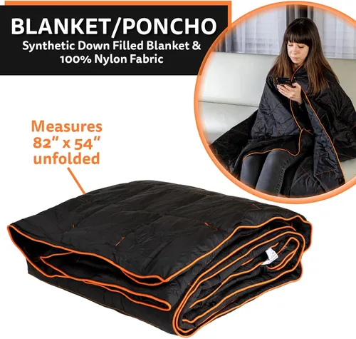 Miniatura 3 de NAPRO Almohada de viaje y manta de campamento, 3 en 1 de nailon Ripstop Infinity y fundas de almohada de viaje cuadradas con 82 x 54 pulgadas