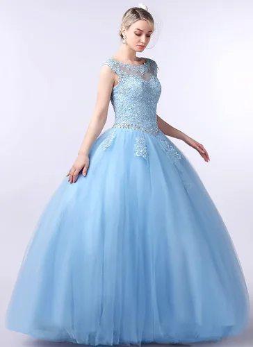 Miniatura 2 de CharmingBridal Vestidos de quinceañera de encaje con cuello barco, vestido de baile de princesa 2023