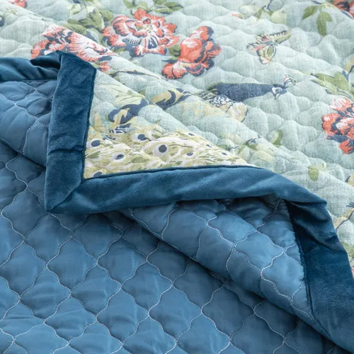 Miniatura 4 de Greenland Home Pavona - Juego de edredón con adornos de terciopelo, 2 piezas, tamaño individual/XL, color jade