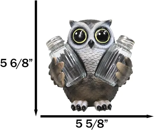 Miniatura 6 de Ebros Gift Whimsical Owlet Baby Owl con grandes ojos redondos de cristal, salero y pimentero, juego de figuras de exhibición de 6 pulgadas de alto