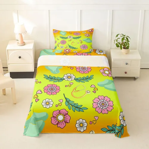 Miniatura 47 de Erosebridal Nurse Sheet Set Stethoscope Twin Sheets Set for Teen Boys,Colorful Medical Healthcare Heartbeat Syringe Fitted Sheet