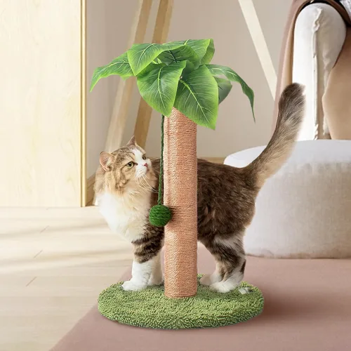 Meowoou Rascador para gatos con bola colgante, poste de 23.6 pulgadas de alto, lindos juguetes para gatos de interior con cuerda de sisal, torre de
