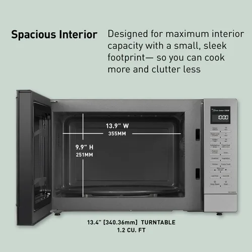Miniatura 5 de Panasonic NN-SN68KS - Horno microondas compacto con potencia de 1200 W, sensor de cocción, botón de palomitas de maíz, descongelación rápida de 30