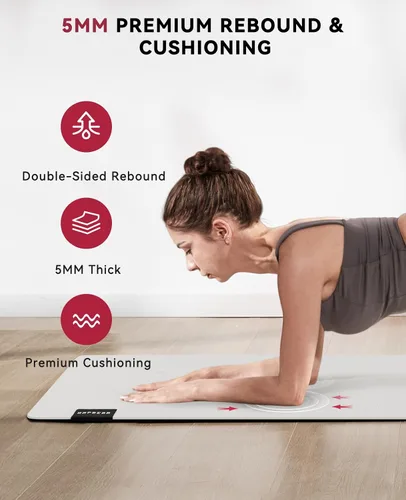 Miniatura 4 de HAPBEAR Large Yoga Mat 72"x30" - 5mm Thick PU Top & Rubber Bottom - Non-Slip Wide Exercise Mat with Dual Layers - High Shock Absorption for
