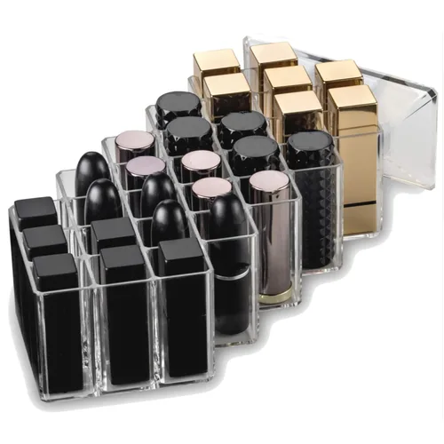 Miniatura 3 de byAlegory - Organizador de maquillaje de lápiz labial acrílico, almacenamiento cosmético de 28 espacios, diseñado para estar de pie, plano o apilado