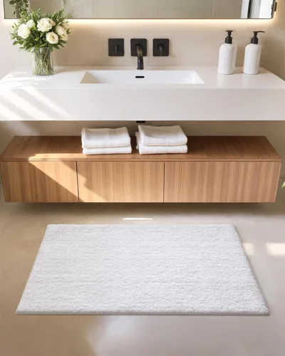 Miniatura 5 de Color&Geometry Alfombra de baño blanca, alfombra de baño antideslizante de 24 x 43 pulgadas, absorbente, suave, lavable, alfombra de baño de Todo