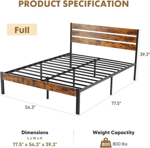Miniatura 2 de OLIXIS Base de cama de tamaño matrimonial con cabecero, base de colchón de 800 libras con soporte de metal resistente, almacenamiento debajo