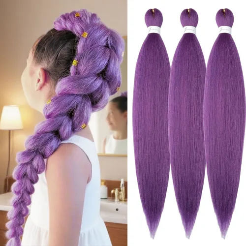 Miniatura 17 de Cabello trenzado preestirado negro natural, cabello largo trenzado de 32 pulgadas, 8 paquetes de extensiones de cabello trenzado profesional