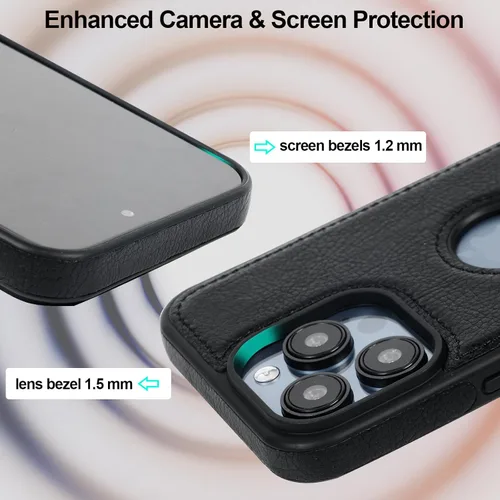 Miniatura 4 de Funda de cuero para iPhone 13 Pro, funda protectora delgada con función atril a prueba de golpes, soporte invisible integrado compatible con iPhone