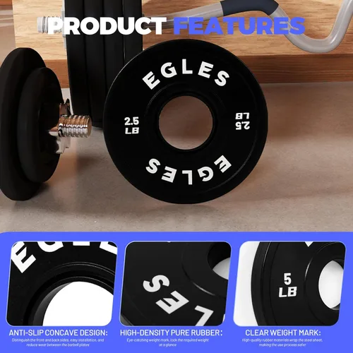 Miniatura 3 de Egles Juego de Placas de Cambio 1.25LB, 2.5LB, 5LB - Placas de Peso Recubiertas de Goma en Pares, Placas Bumper Olímpicas, Codificadas por