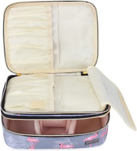 Teamoy Estuche de brochas de maquillaje de viaje, organizador de brochas de maquillaje portátil, bolsa de cosméticos profesional con asa para