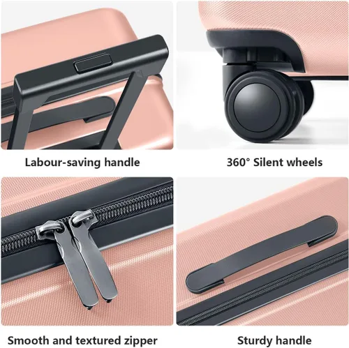 Miniatura 7 de AnyZip Maletas de equipaje con ruedas giratorias PC+ABS Hardshell TSA Lock, Rosado